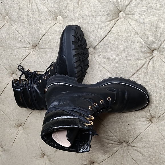 Stuart weitzman black combat boots women's size 5.5M - Picture 3 of 10